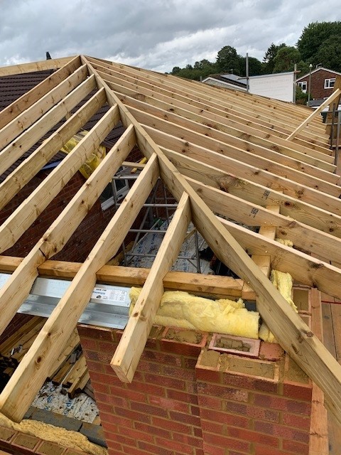 Roof construction on house extension